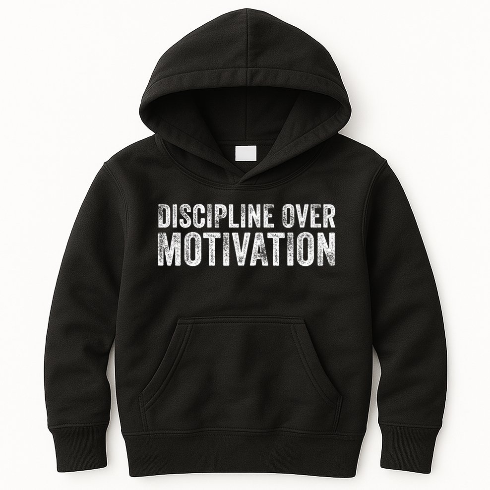 Discipline Over Motivation Goals Hard Work Gym Vintage Kids Hoodie