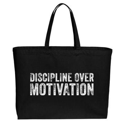 Discipline Over Motivation Goals Hard Work Gym Vintage Cotton Canvas Jumbo Tote