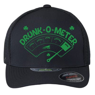 Drunk O Meter Sober Boozed Drunk Smashed Irish Clover Shamrocks Flexfit Unipanel Trucker Cap