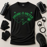 Drunk O Meter Sober Boozed Drunk Smashed Irish Clover Shamrocks Performance Shirt