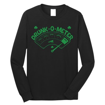 Drunk O Meter Sober Boozed Drunk Smashed Irish Clover Shamrocks Long Sleeve Shirt