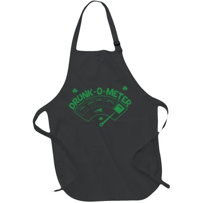 Drunk O Meter Sober Boozed Drunk Smashed Irish Clover Shamrocks Full-Length Apron With Pockets
