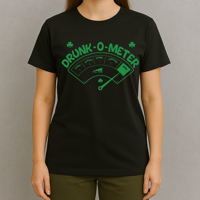 Drunk O Meter Sober Boozed Drunk Smashed Irish Clover Shamrocks T-Shirt