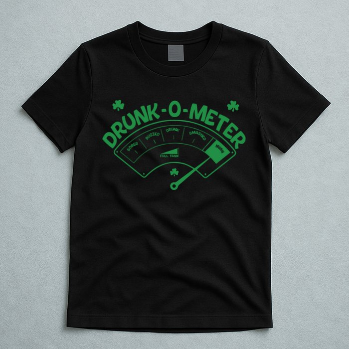 Drunk O Meter Sober Boozed Drunk Smashed Irish Clover Shamrocks T-Shirt