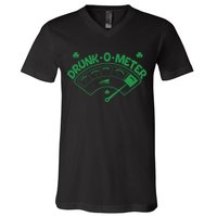 Drunk O Meter Sober Boozed Drunk Smashed Irish Clover Shamrocks V-Neck T-Shirt
