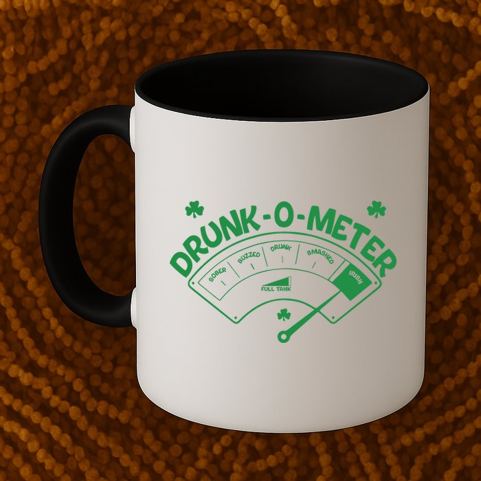 Drunk O Meter Sober Boozed Drunk Smashed Irish Clover Shamrocks Mug