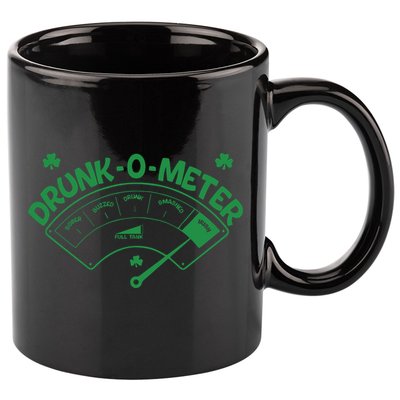 Drunk O Meter Sober Boozed Drunk Smashed Irish Clover Shamrocks 11oz C Handle Ceramic Mug