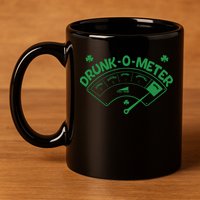 Drunk O Meter Sober Boozed Drunk Smashed Irish Clover Shamrocks 11oz C Handle Ceramic Mug