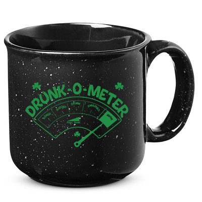 Drunk O Meter Sober Boozed Drunk Smashed Irish Clover Shamrocks 15oz Campfire Ceramic Mug