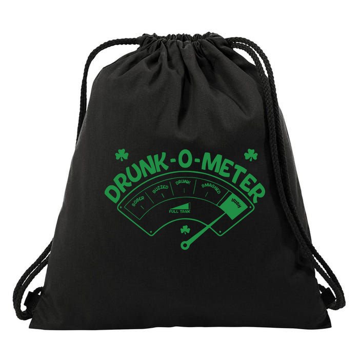 Drunk O Meter Sober Boozed Drunk Smashed Irish Clover Shamrocks Drawstring Bag