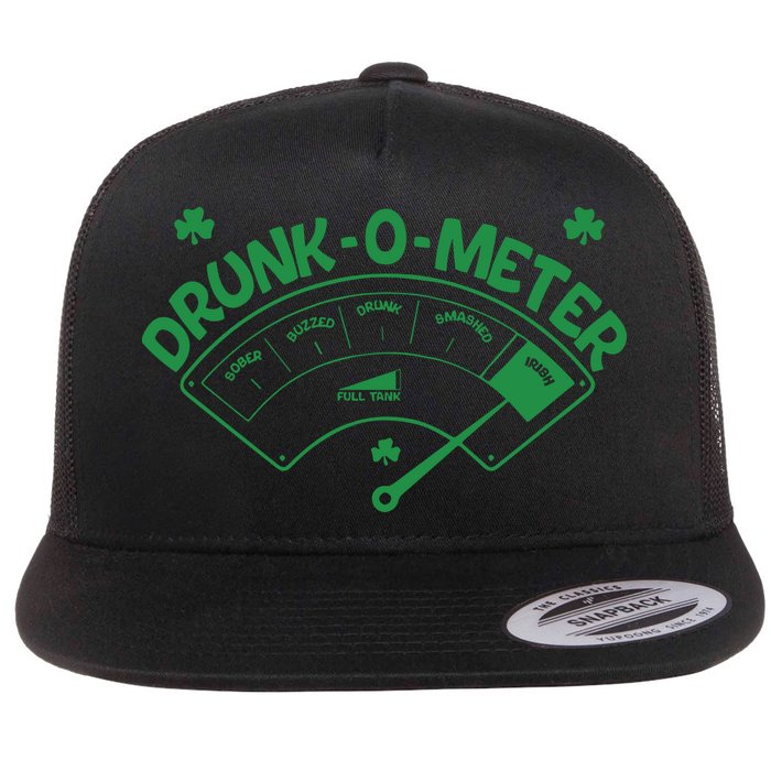 Drunk O Meter Sober Boozed Drunk Smashed Irish Clover Shamrocks Flat Bill Trucker Hat