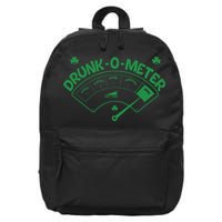 Drunk O Meter Sober Boozed Drunk Smashed Irish Clover Shamrocks 16 in Basic Backpack