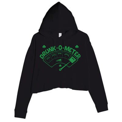 Drunk O Meter Sober Boozed Drunk Smashed Irish Clover Shamrocks Crop Fleece Hoodie