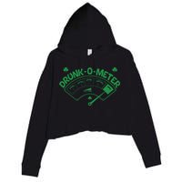 Drunk O Meter Sober Boozed Drunk Smashed Irish Clover Shamrocks Crop Fleece Hoodie