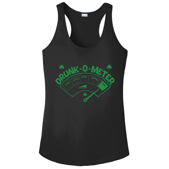 Drunk O Meter Sober Boozed Drunk Smashed Irish Clover Shamrocks Ladies PosiCharge Competitor Racerback Tank