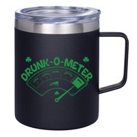 Drunk O Meter Sober Boozed Drunk Smashed Irish Clover Shamrocks 12oz Stainless Steel Coffee Mug