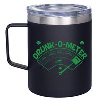 Drunk O Meter Sober Boozed Drunk Smashed Irish Clover Shamrocks 12oz Stainless Steel Coffee Mug