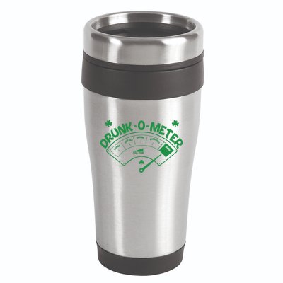 Drunk O Meter Sober Boozed Drunk Smashed Irish Clover Shamrocks 16oz Travel Tumbler