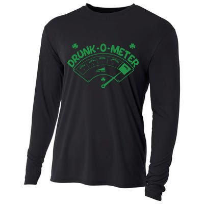 Drunk O Meter Sober Boozed Drunk Smashed Irish Clover Shamrocks Cooling Performance Long Sleeve Crew