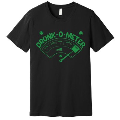 Drunk O Meter Sober Boozed Drunk Smashed Irish Clover Shamrocks Premium T-Shirt