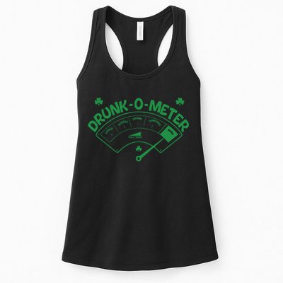 Drunk O Meter Sober Boozed Drunk Smashed Irish Clover Shamrocks Womens Tank Top