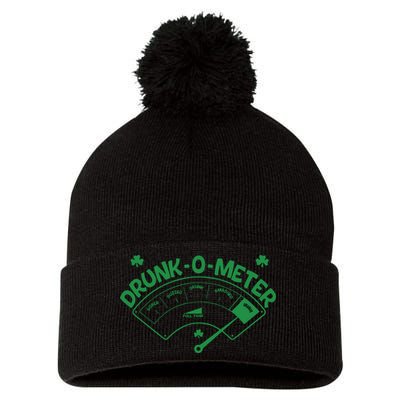 Drunk O Meter Sober Boozed Drunk Smashed Irish Clover Shamrocks Pom Pom 12in Knit Beanie