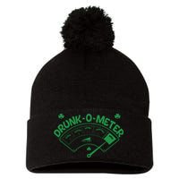 Drunk O Meter Sober Boozed Drunk Smashed Irish Clover Shamrocks Pom Pom 12in Knit Beanie