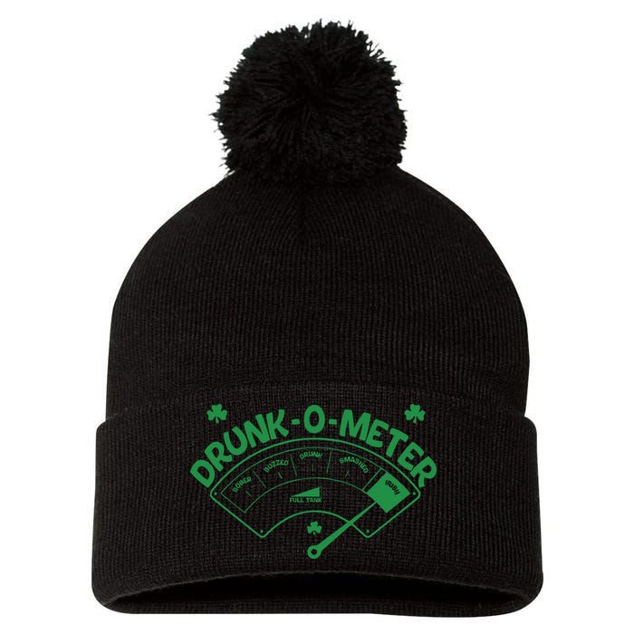 Drunk O Meter Sober Boozed Drunk Smashed Irish Clover Shamrocks Pom Pom 12in Knit Beanie