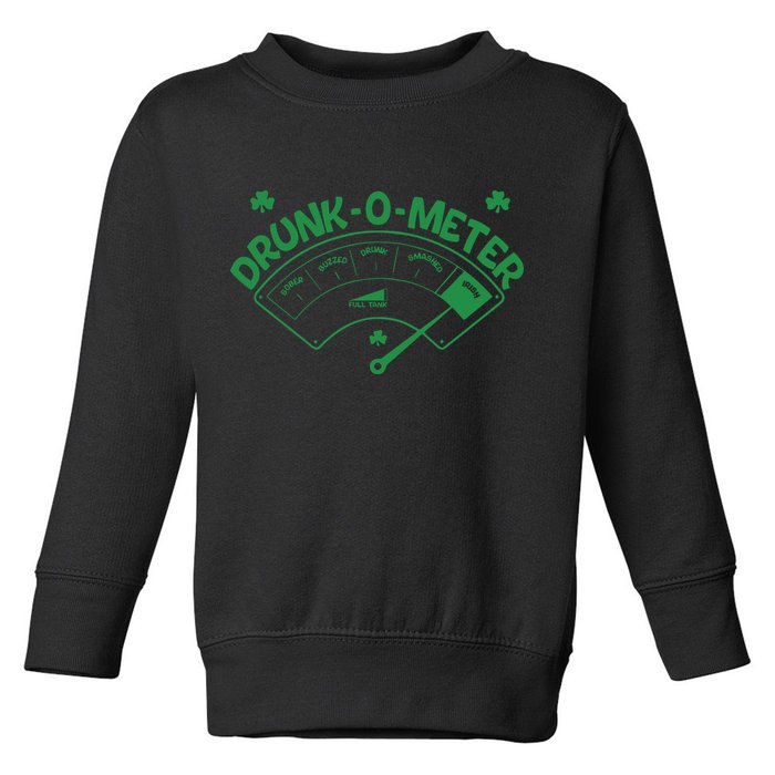 Drunk O Meter Sober Boozed Drunk Smashed Irish Clover Shamrocks Toddler Sweatshirt