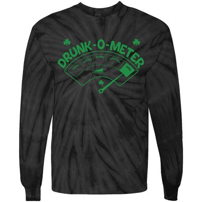 Drunk O Meter Sober Boozed Drunk Smashed Irish Clover Shamrocks Tie-Dye Long Sleeve Shirt