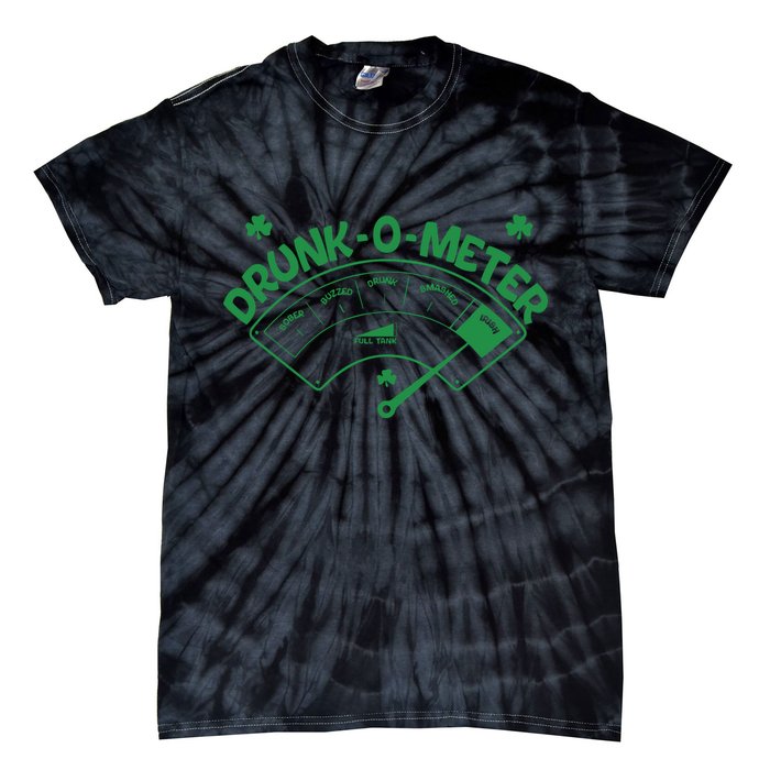 Drunk O Meter Sober Boozed Drunk Smashed Irish Clover Shamrocks Tie-Dye T-Shirt