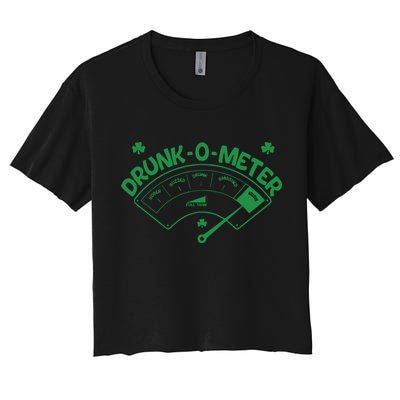 Drunk O Meter Sober Boozed Drunk Smashed Irish Clover Shamrocks Crop Top