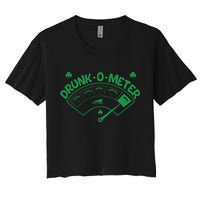 Drunk O Meter Sober Boozed Drunk Smashed Irish Clover Shamrocks Crop Top