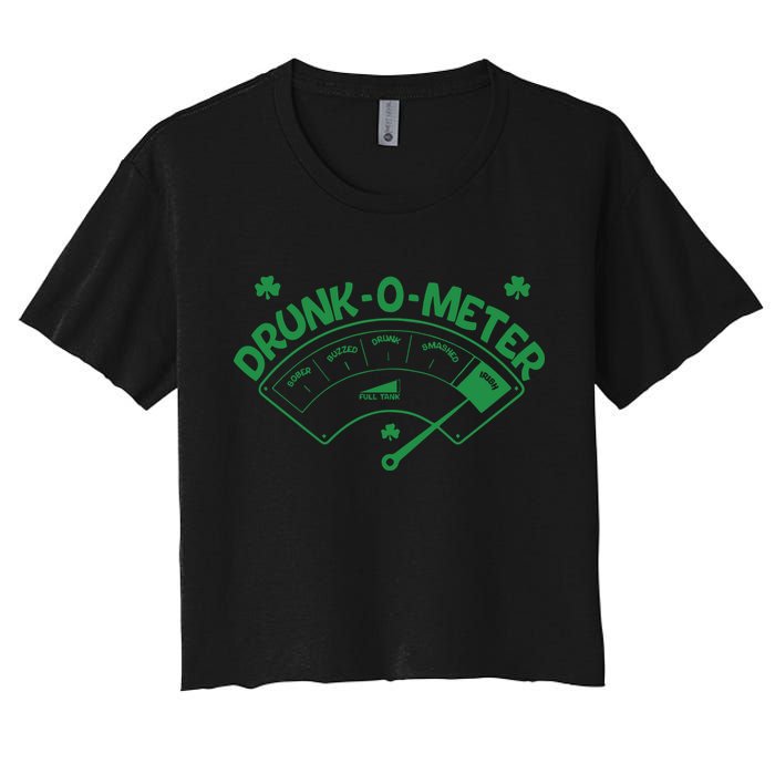 Drunk O Meter Sober Boozed Drunk Smashed Irish Clover Shamrocks Crop Top
