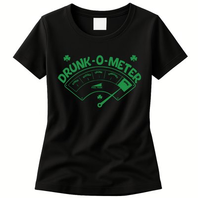 Drunk O Meter Sober Boozed Drunk Smashed Irish Clover Shamrocks Womens T-Shirt