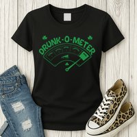 Drunk O Meter Sober Boozed Drunk Smashed Irish Clover Shamrocks Womens T-Shirt