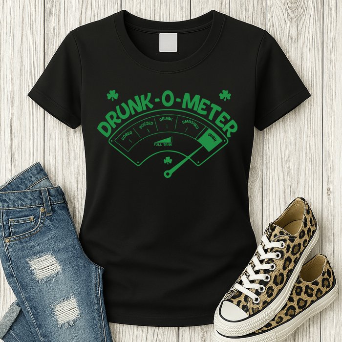Drunk O Meter Sober Boozed Drunk Smashed Irish Clover Shamrocks Womens T-Shirt