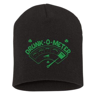 Drunk O Meter Sober Boozed Drunk Smashed Irish Clover Shamrocks Short Acrylic Beanie