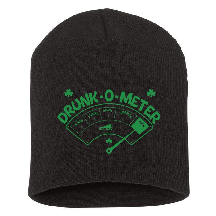 Drunk O Meter Sober Boozed Drunk Smashed Irish Clover Shamrocks Short Acrylic Beanie
