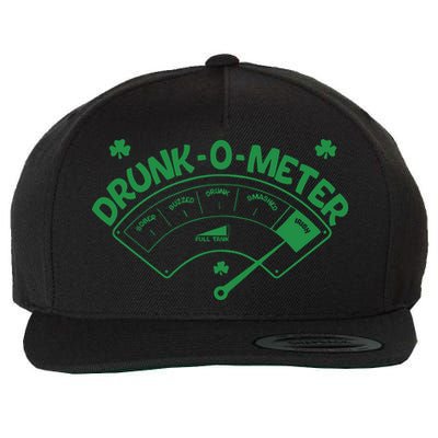 Drunk O Meter Sober Boozed Drunk Smashed Irish Clover Shamrocks Wool Snapback Cap