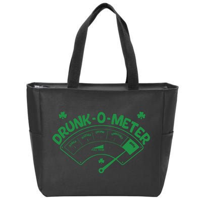 Drunk O Meter Sober Boozed Drunk Smashed Irish Clover Shamrocks Zip Tote Bag