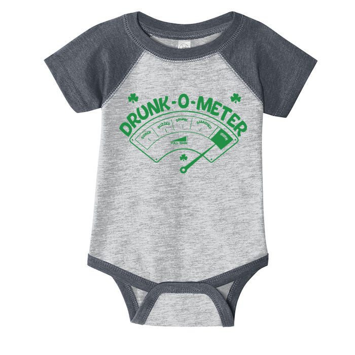 Drunk O Meter Sober Boozed Drunk Smashed Irish Clover Shamrocks Infant Baby Jersey Bodysuit
