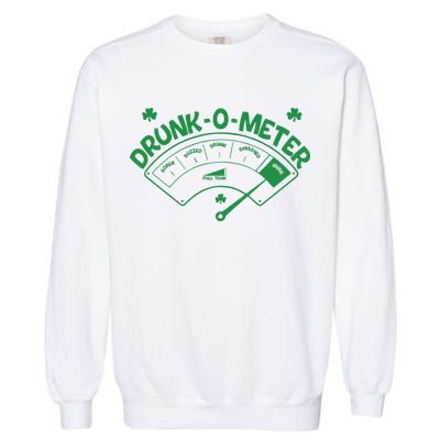 Drunk O Meter Sober Boozed Drunk Smashed Irish Clover Shamrocks Garment-Dyed Sweatshirt
