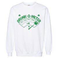Drunk O Meter Sober Boozed Drunk Smashed Irish Clover Shamrocks Garment-Dyed Sweatshirt