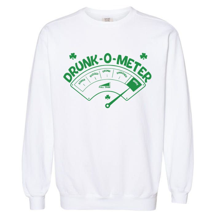Drunk O Meter Sober Boozed Drunk Smashed Irish Clover Shamrocks Garment-Dyed Sweatshirt