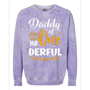 Daddy Of Mr One Derful 1st Birthday Party First Onederful Colorblast Crewneck Sweatshirt