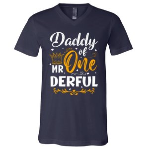 Daddy Of Mr One Derful 1st Birthday Party First Onederful V-Neck T-Shirt