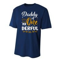 Daddy Of Mr One Derful 1st Birthday Party First Onederful Youth Performance Sprint T-Shirt