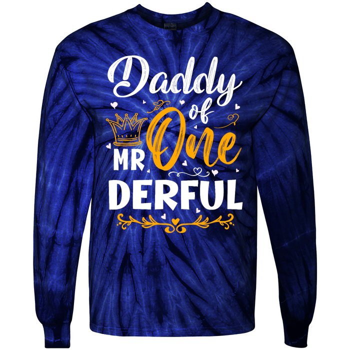 Daddy Of Mr One Derful 1st Birthday Party First Onederful Tie-Dye Long Sleeve Shirt