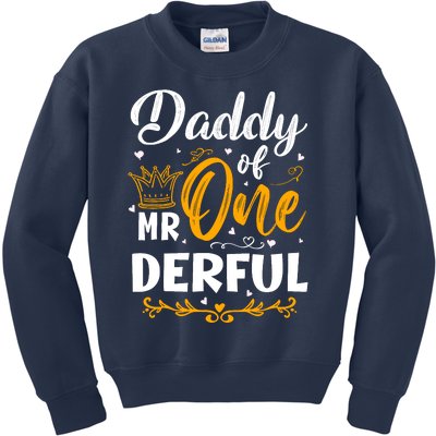 Daddy Of Mr One Derful 1st Birthday Party First Onederful Kids Sweatshirt